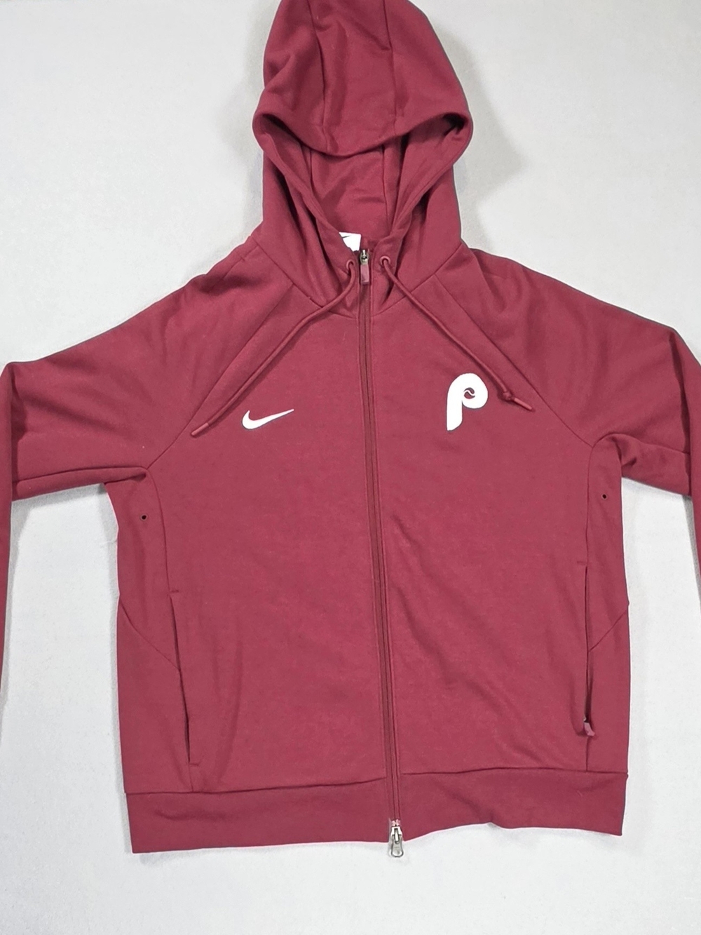 Nike Full-Zip Hoodie with Phillies 'P' Logo - Crimson